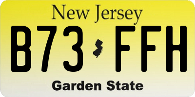NJ license plate B73FFH