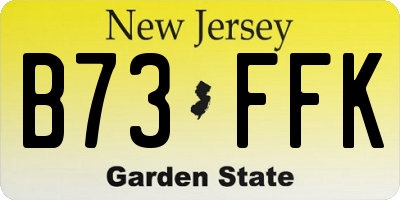 NJ license plate B73FFK