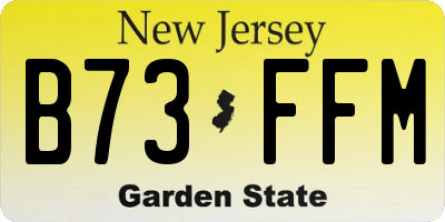 NJ license plate B73FFM