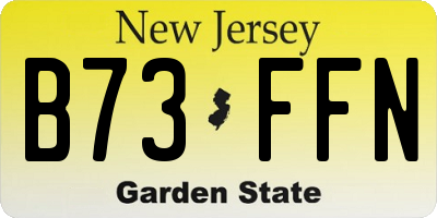NJ license plate B73FFN