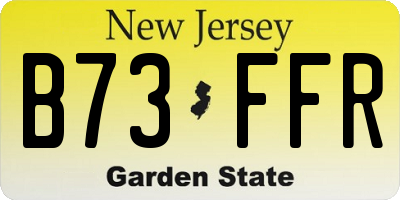 NJ license plate B73FFR