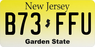 NJ license plate B73FFU