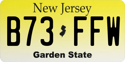 NJ license plate B73FFW