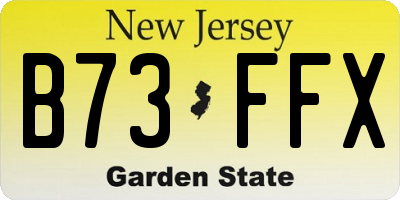NJ license plate B73FFX