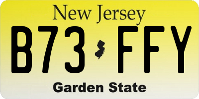 NJ license plate B73FFY