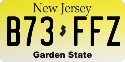 NJ license plate B73FFZ