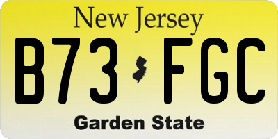 NJ license plate B73FGC