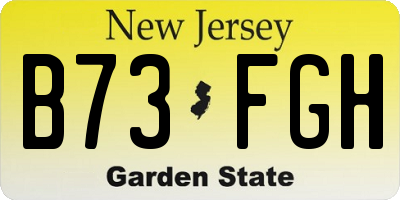 NJ license plate B73FGH