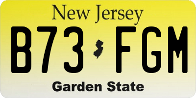 NJ license plate B73FGM