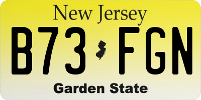 NJ license plate B73FGN