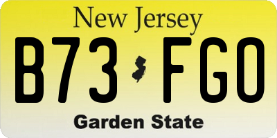 NJ license plate B73FGO