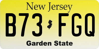 NJ license plate B73FGQ