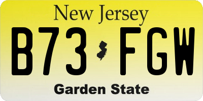 NJ license plate B73FGW