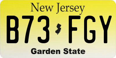 NJ license plate B73FGY