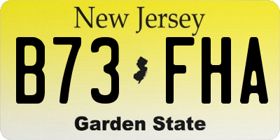 NJ license plate B73FHA