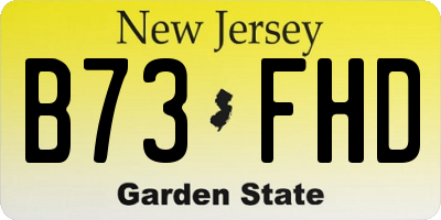 NJ license plate B73FHD