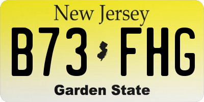 NJ license plate B73FHG
