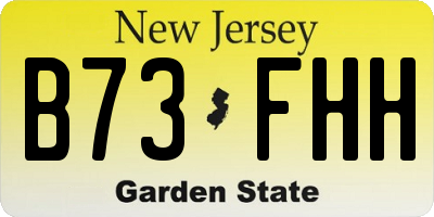 NJ license plate B73FHH