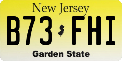 NJ license plate B73FHI