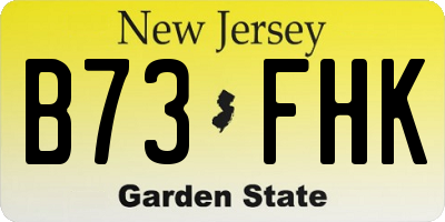 NJ license plate B73FHK