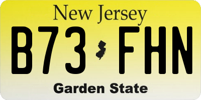 NJ license plate B73FHN