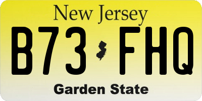 NJ license plate B73FHQ