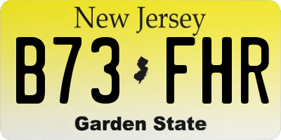 NJ license plate B73FHR