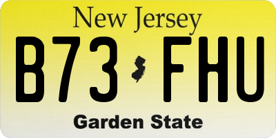 NJ license plate B73FHU