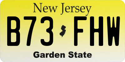 NJ license plate B73FHW