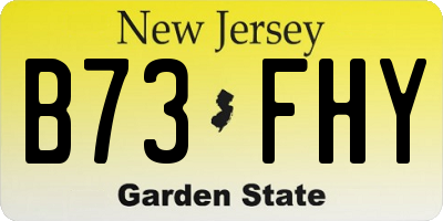 NJ license plate B73FHY