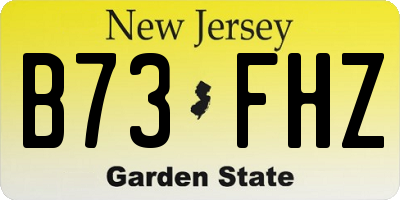 NJ license plate B73FHZ