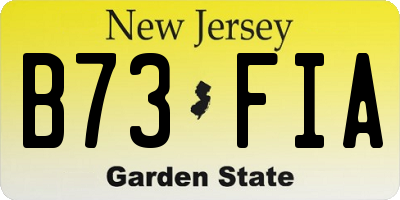 NJ license plate B73FIA