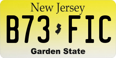 NJ license plate B73FIC