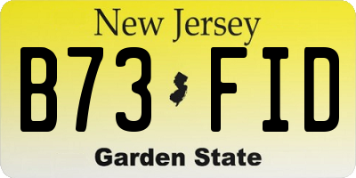 NJ license plate B73FID