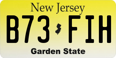 NJ license plate B73FIH