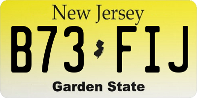 NJ license plate B73FIJ