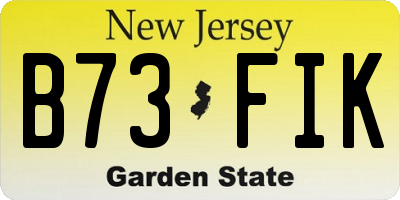 NJ license plate B73FIK