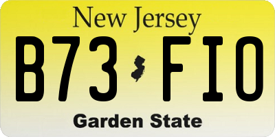 NJ license plate B73FIO