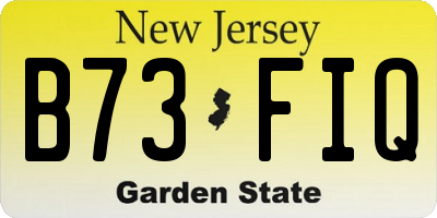 NJ license plate B73FIQ