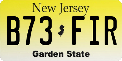 NJ license plate B73FIR