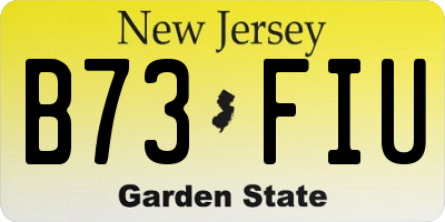 NJ license plate B73FIU