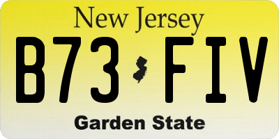 NJ license plate B73FIV