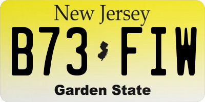 NJ license plate B73FIW