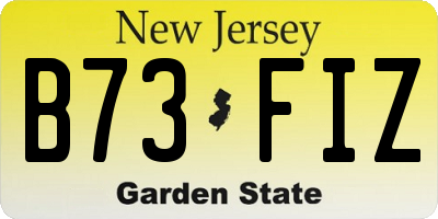 NJ license plate B73FIZ