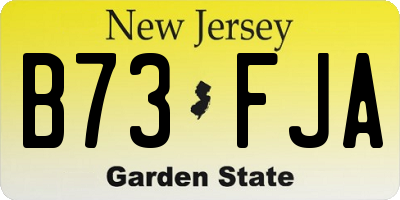 NJ license plate B73FJA