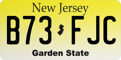 NJ license plate B73FJC