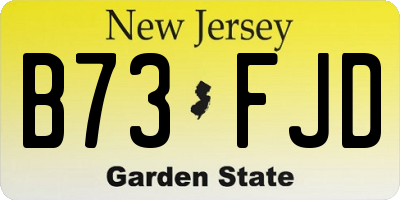 NJ license plate B73FJD