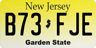 NJ license plate B73FJE