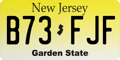 NJ license plate B73FJF