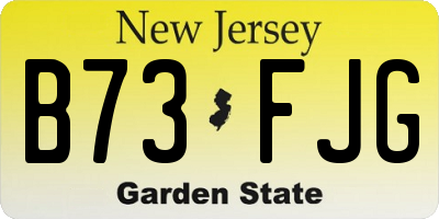 NJ license plate B73FJG